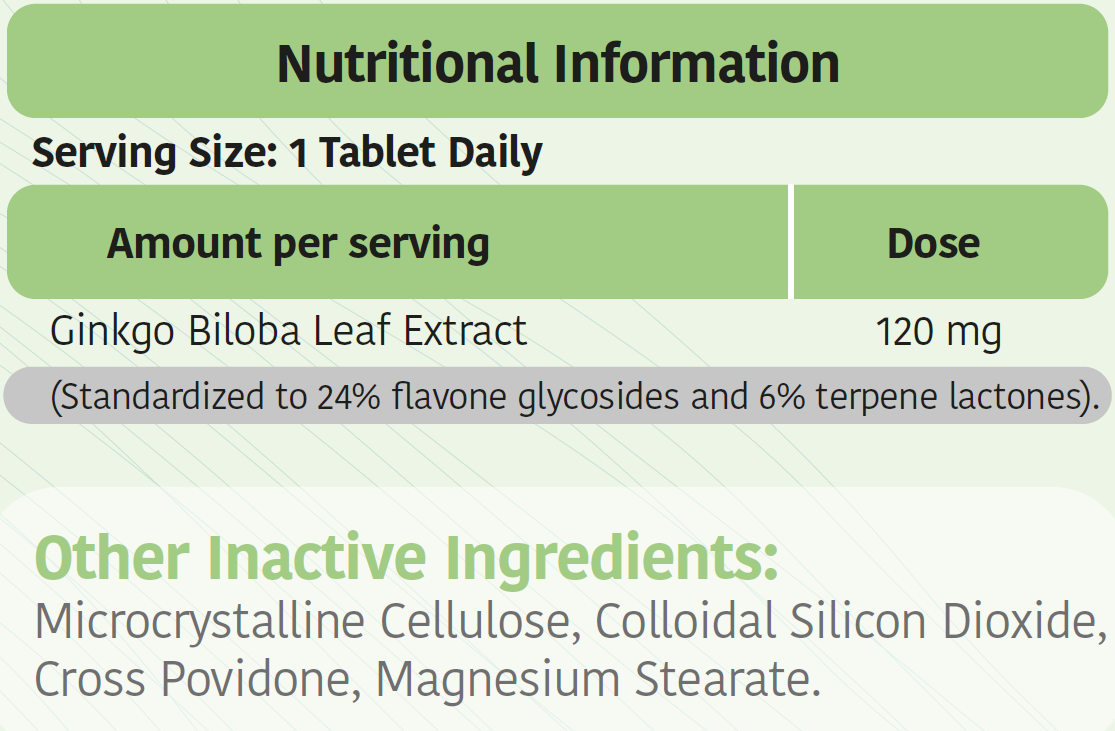 Ginkgo Biloba 120mg Formula